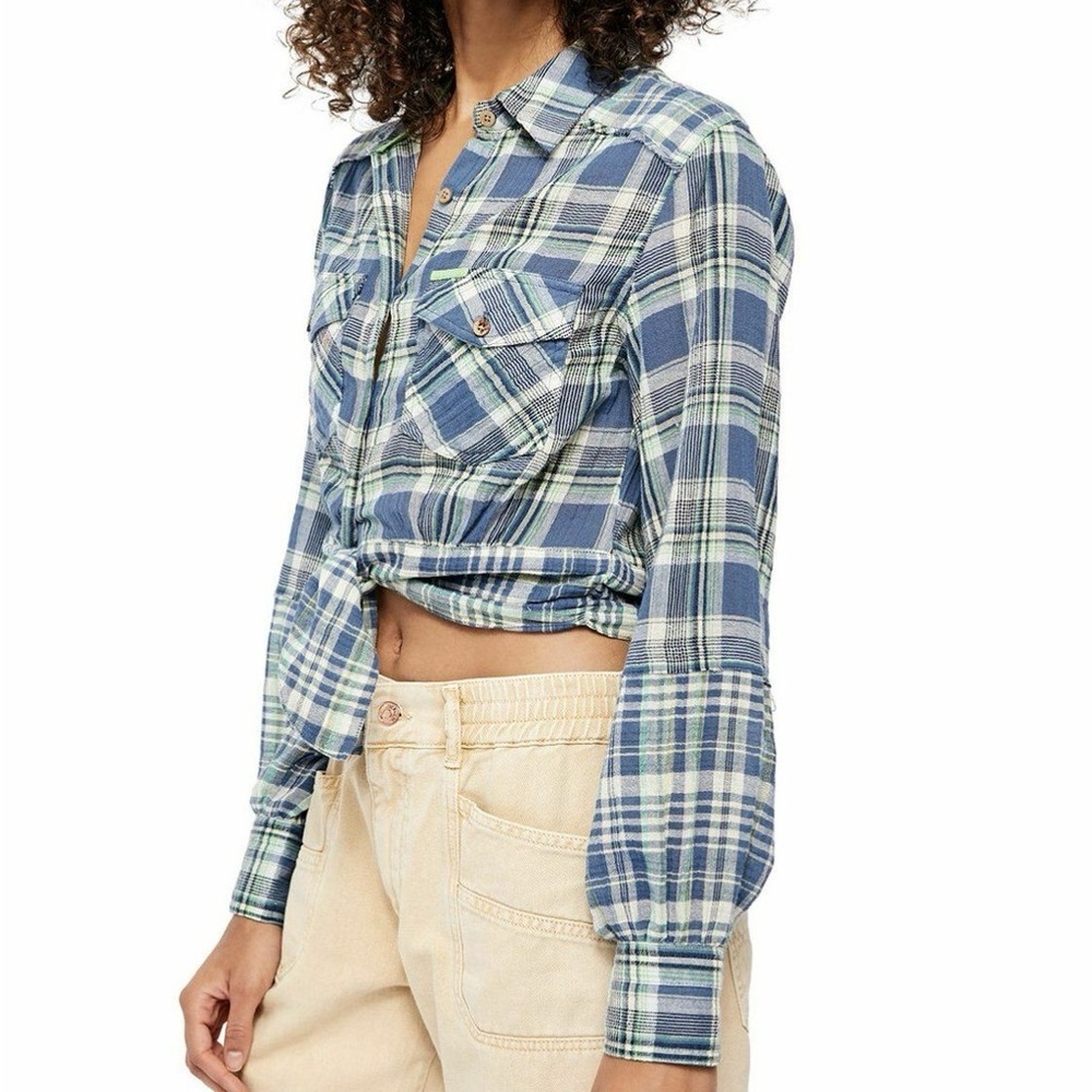 Free People First Bloom Plaid Button-Front Shirt - Picture 2 of 8